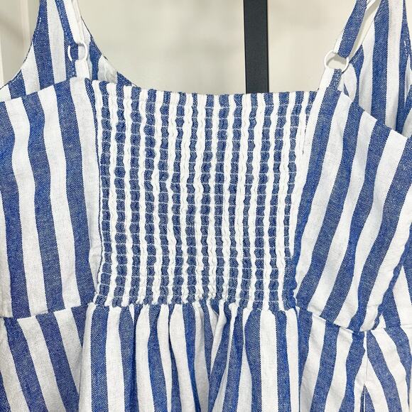 Old Navy Linen Blend Tank Dress - Blue White Stripe, Size L - Picture 5 of 9
